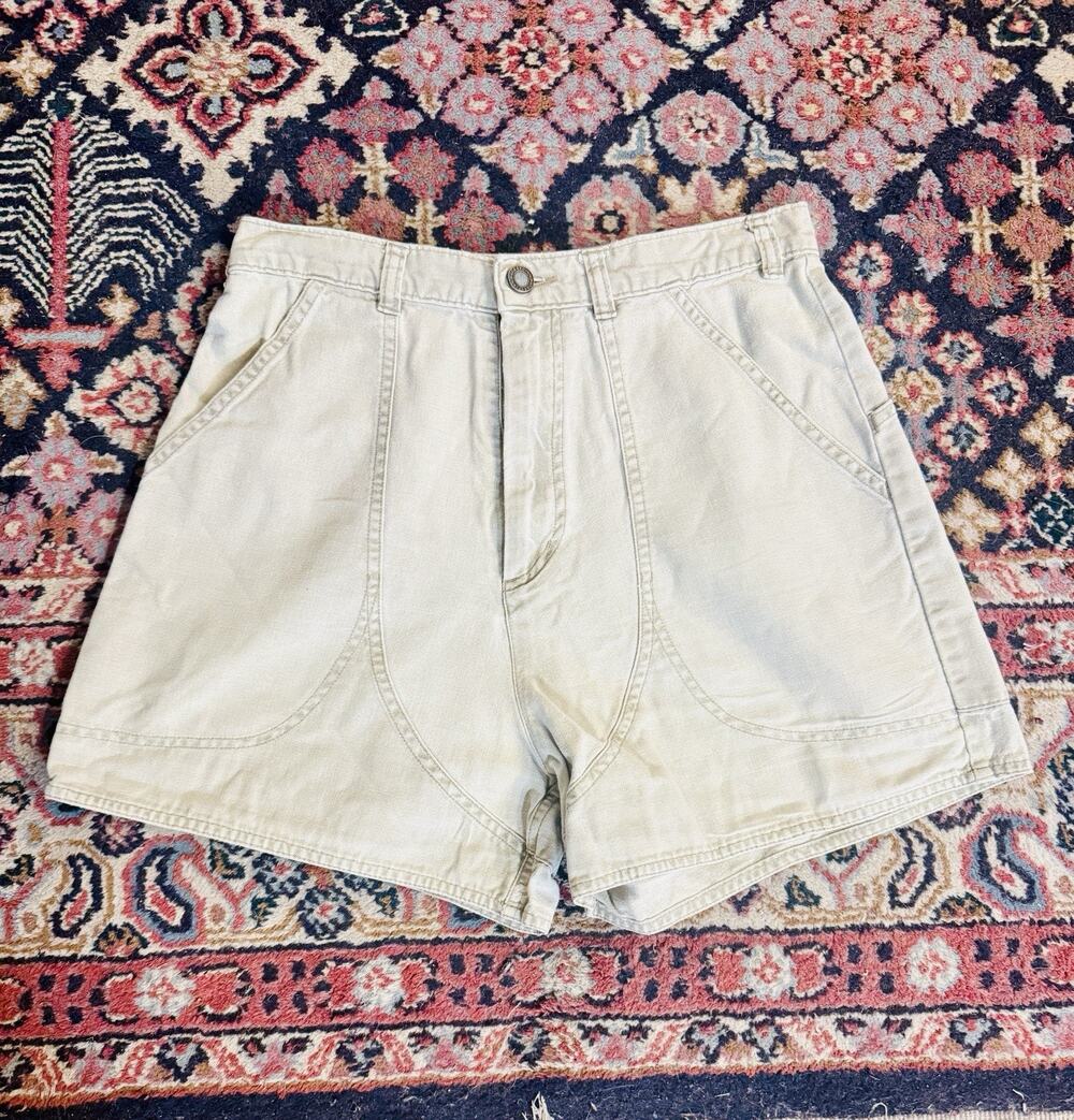 Patagonia Duck Canvas Light Khaki stand up shorts Organic Cotton Hiking vintage